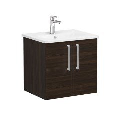 Vitra Root 66349 Lavabo Dolabı, Kapaklı, 60 cm, Ceviz, Yuvarlak Lavabolu